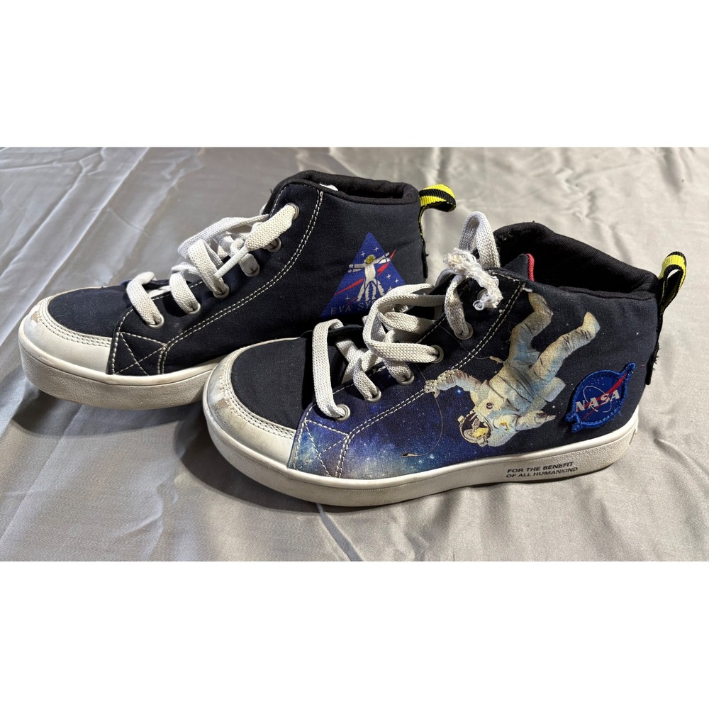Skechers‎ NASA Kids High Top Sneakers Black Space Astronaut Shoes 400084L Sz 2.5